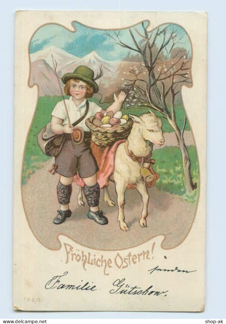 E432/ Ostern Kind Mit Lamm Litho AK 1904 - Pâques