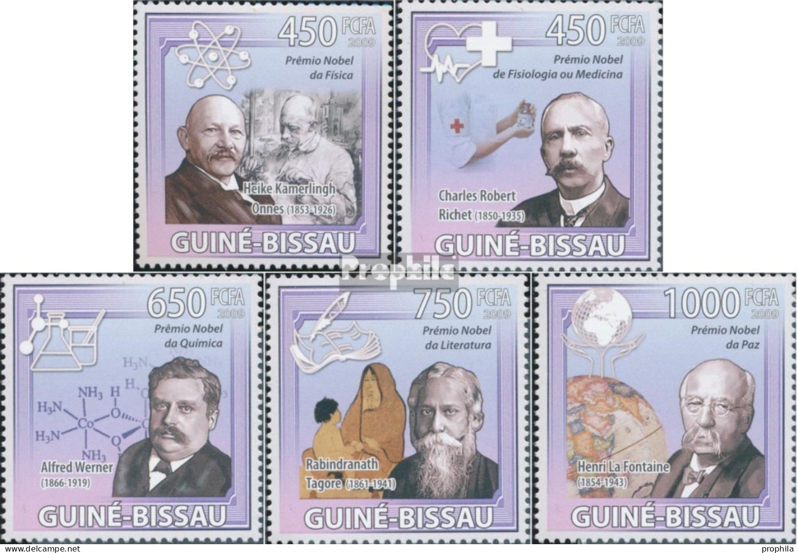 Guinea-Bissau 4527-4531 (kompl. Ausgabe) Postfrisch 2009 Nobelpreis 1913 - Guinea-Bissau