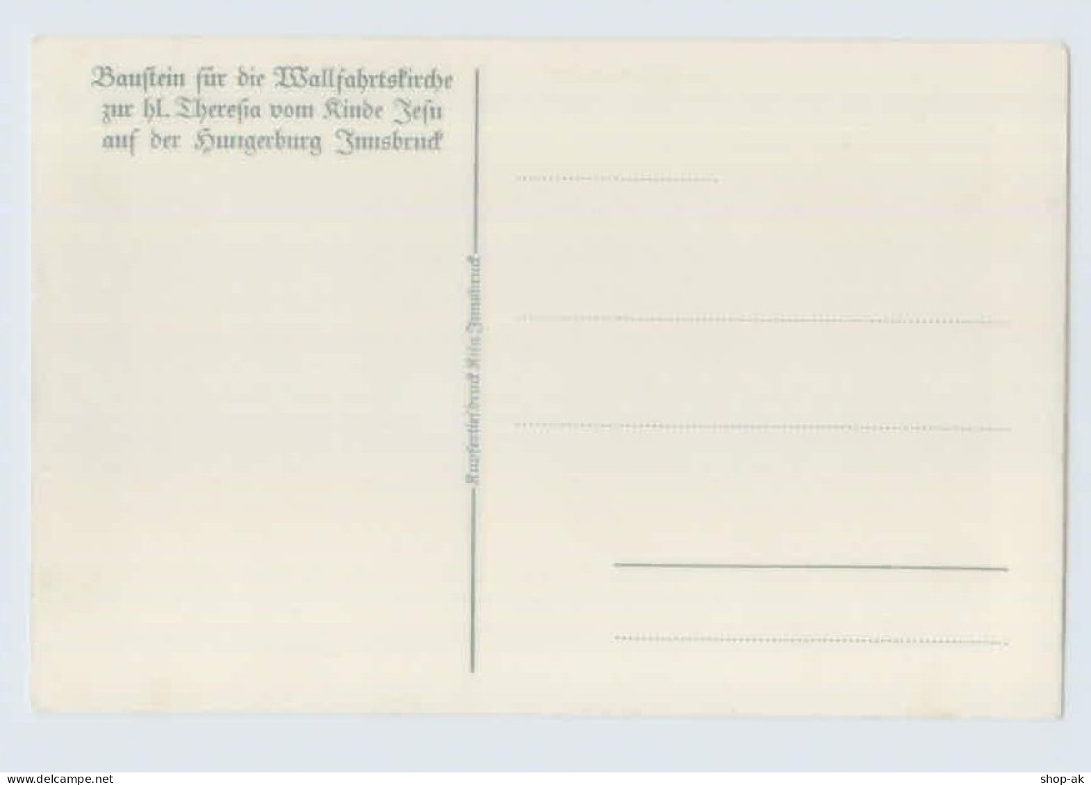 X1A84/ Baustein AK Wallfahrtskirche  A.d. Hungerburg Innsbruck AK Ca.1935 - Autres & Non Classés