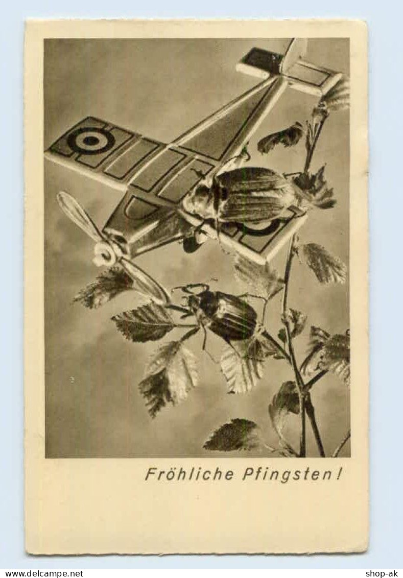 E436/ Pfingsten Maikäfer Und Flugzeug AK 1936 - Pentecost