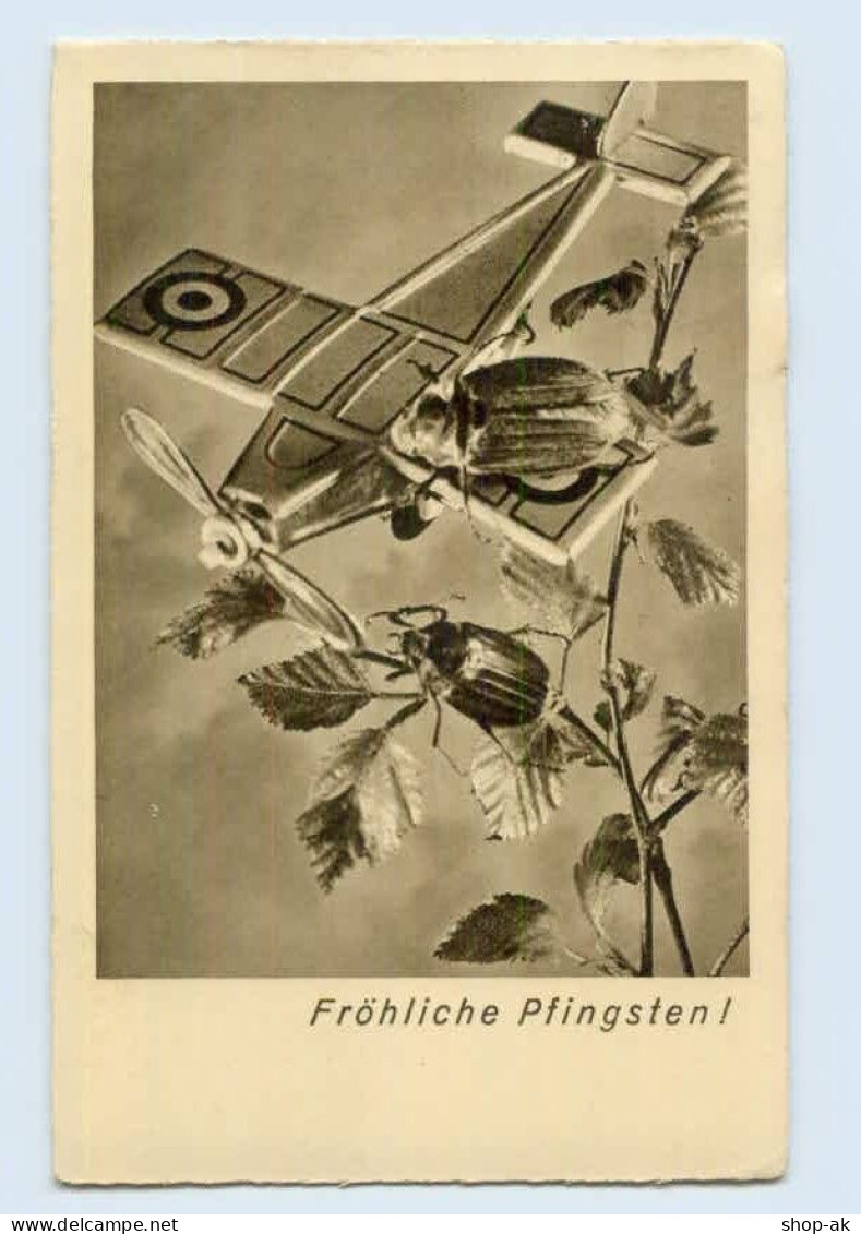 E436/ Pfingsten Maikäfer Und Flugzeug AK 1936 - Pinksteren