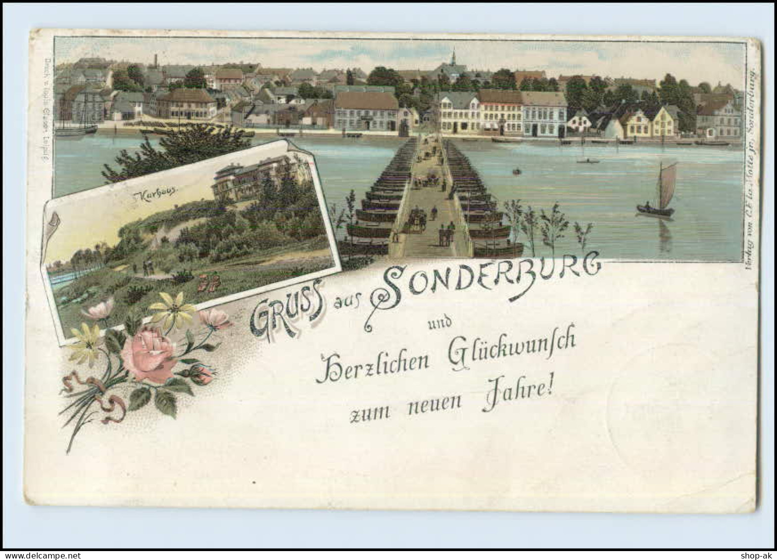 N2308/ Gruß Aus Sonderburg  Litho AK  Neujahr Dänemark 1897 - Nordschleswig