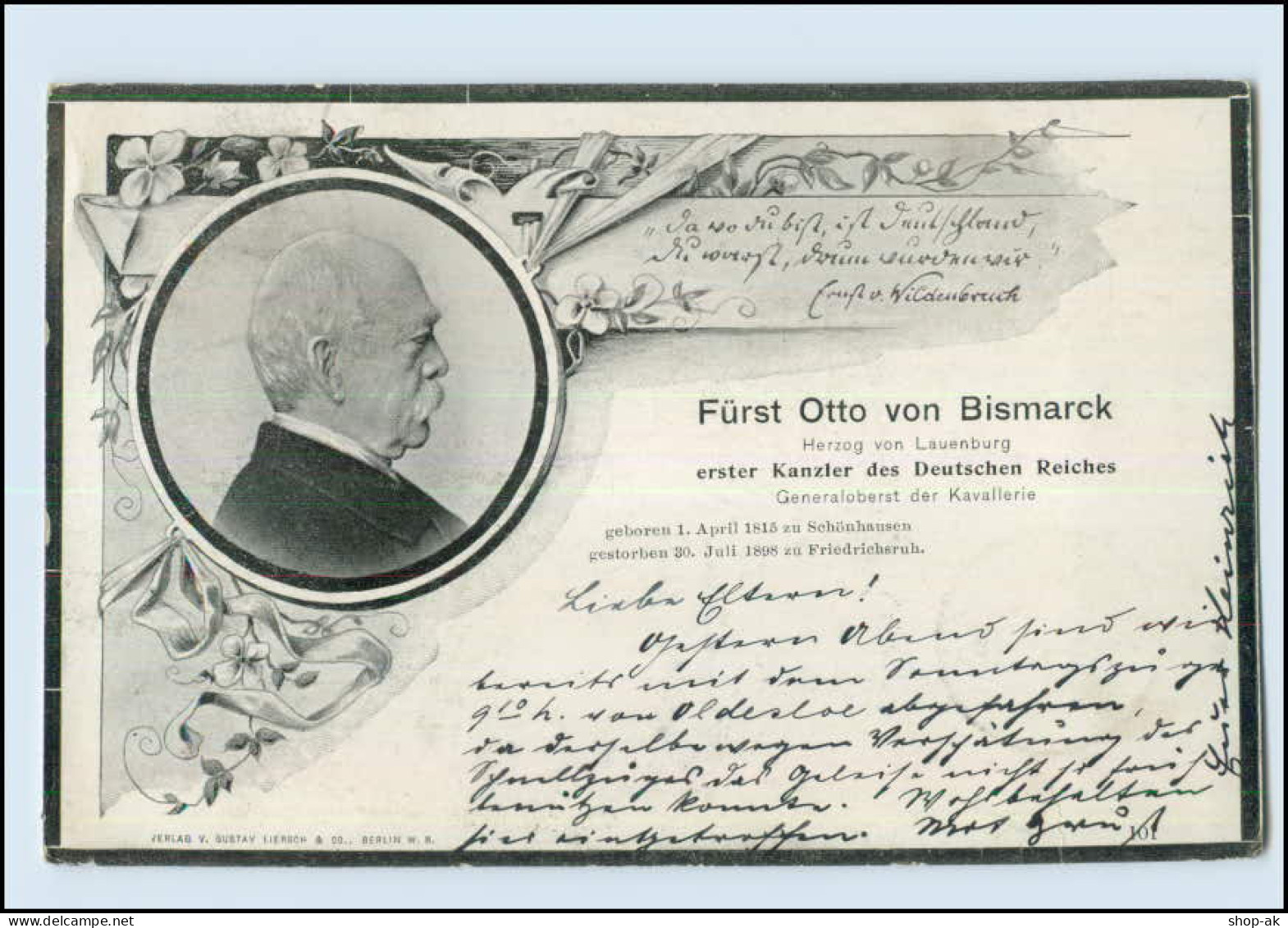 Y3852/ Trauer AK Fürst Otto Von Bismarck  1898  - Sonstige & Ohne Zuordnung