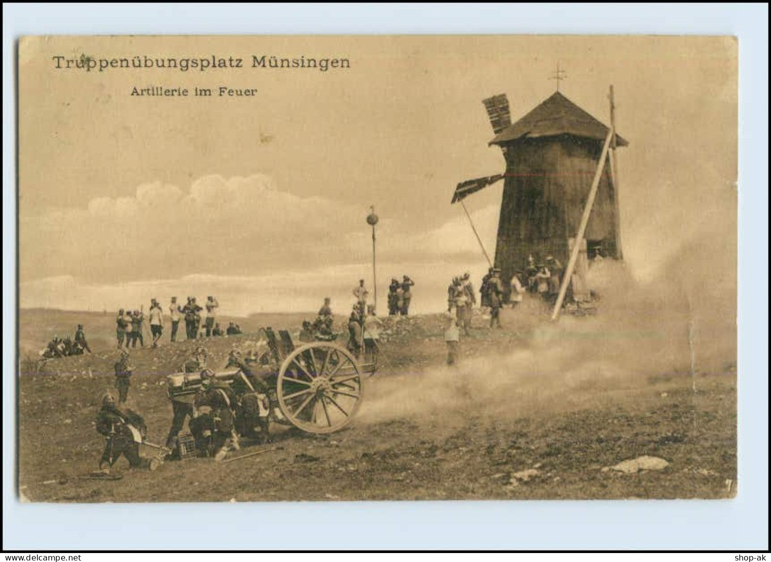 W8B24/ Truppenübungsplatz Münsingen Artillerie Im Feuer AK 1911 - Weltkrieg 1914-18
