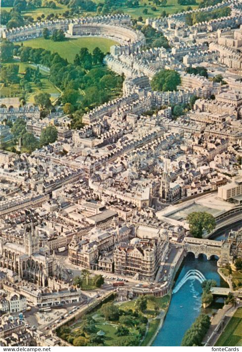 73740881 Bath  UK Aerial View Showing The Royal Crescent Circus Pulteney Bridge  - Autres & Non Classés