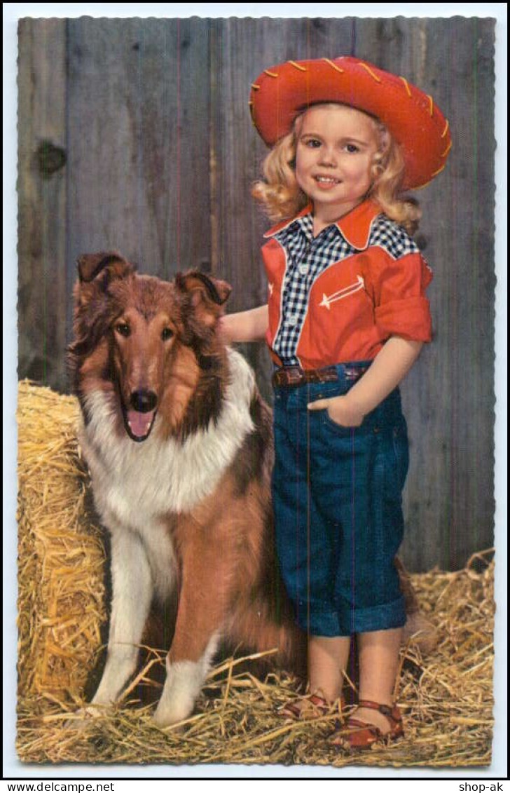 DP384/ Mädchen Mit Hund Collie Schöne AK Ca. 1960-65 - Cani