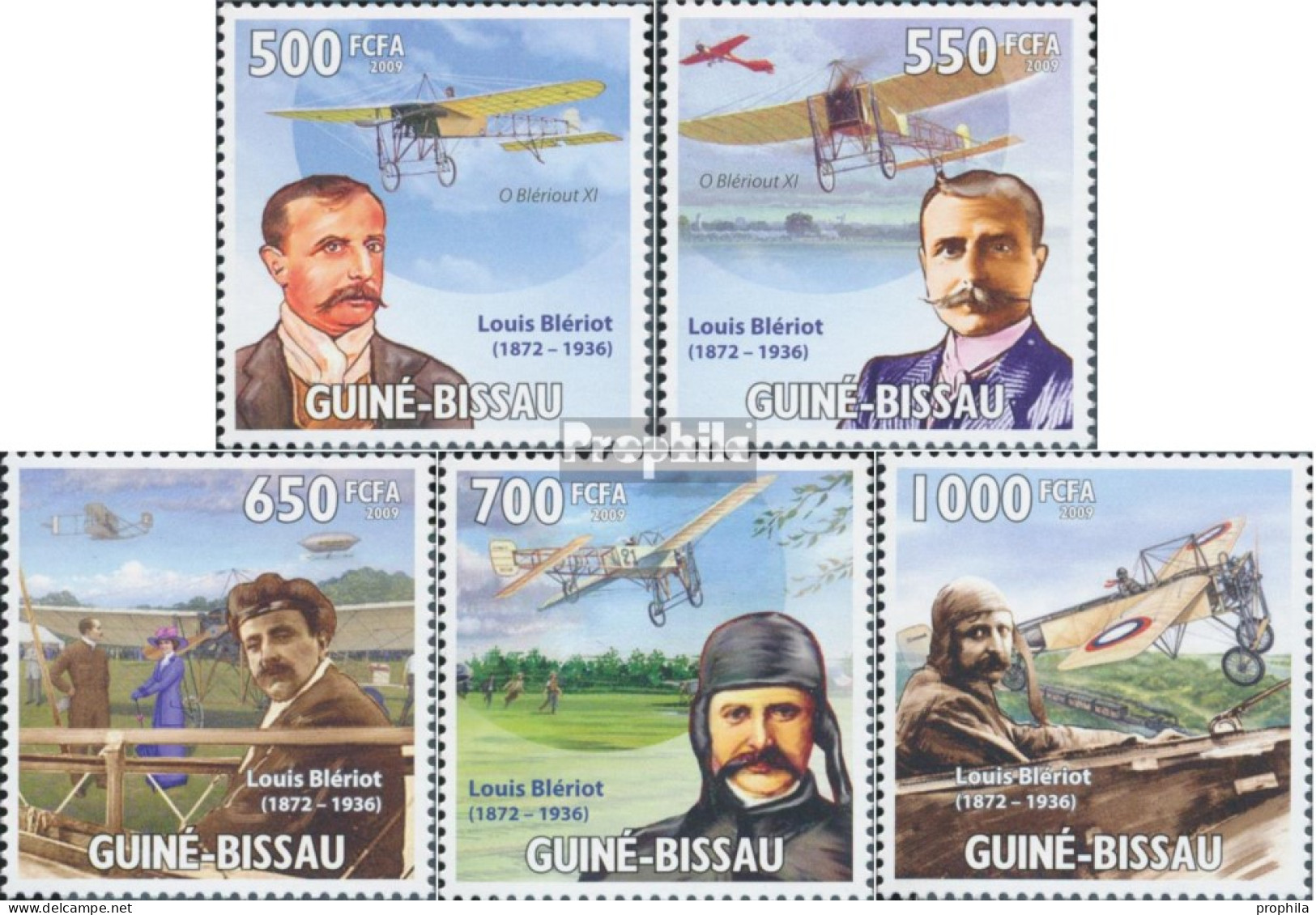 Guinea-Bissau 4509-4513 (kompl. Ausgabe) Postfrisch 2009 Erster Flug über Ärmelkanal - Guinea-Bissau