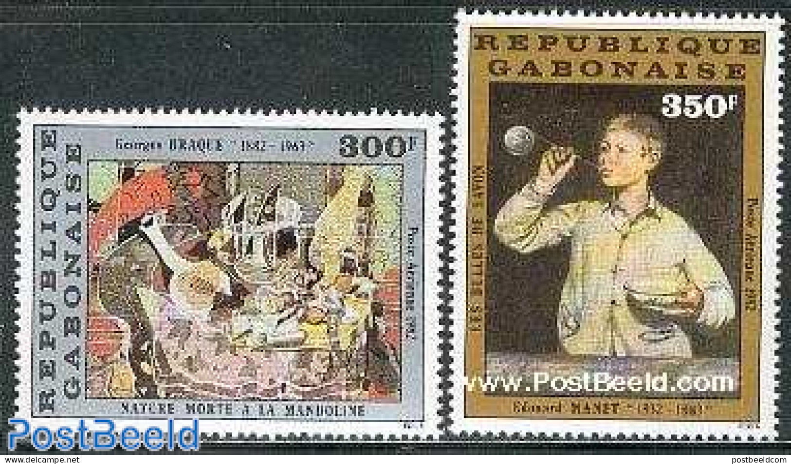 Gabon 1982 Braque & Manet Paintings 2v, Mint NH, Art - Modern Art (1850-present) - Ongebruikt