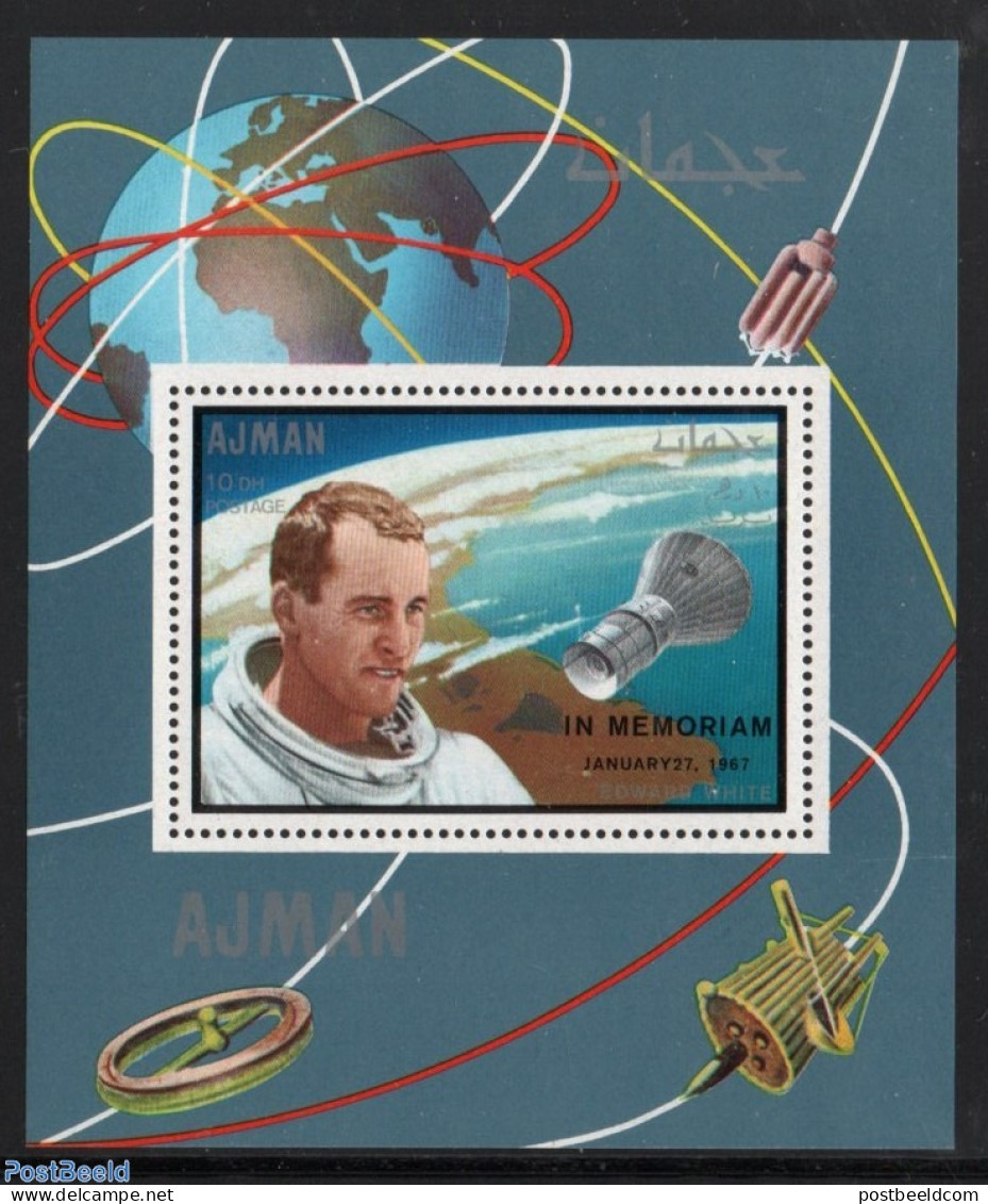 Ajman 1969 Edward White Overprint S/s, Mint NH, Transport - Space Exploration - Ajman