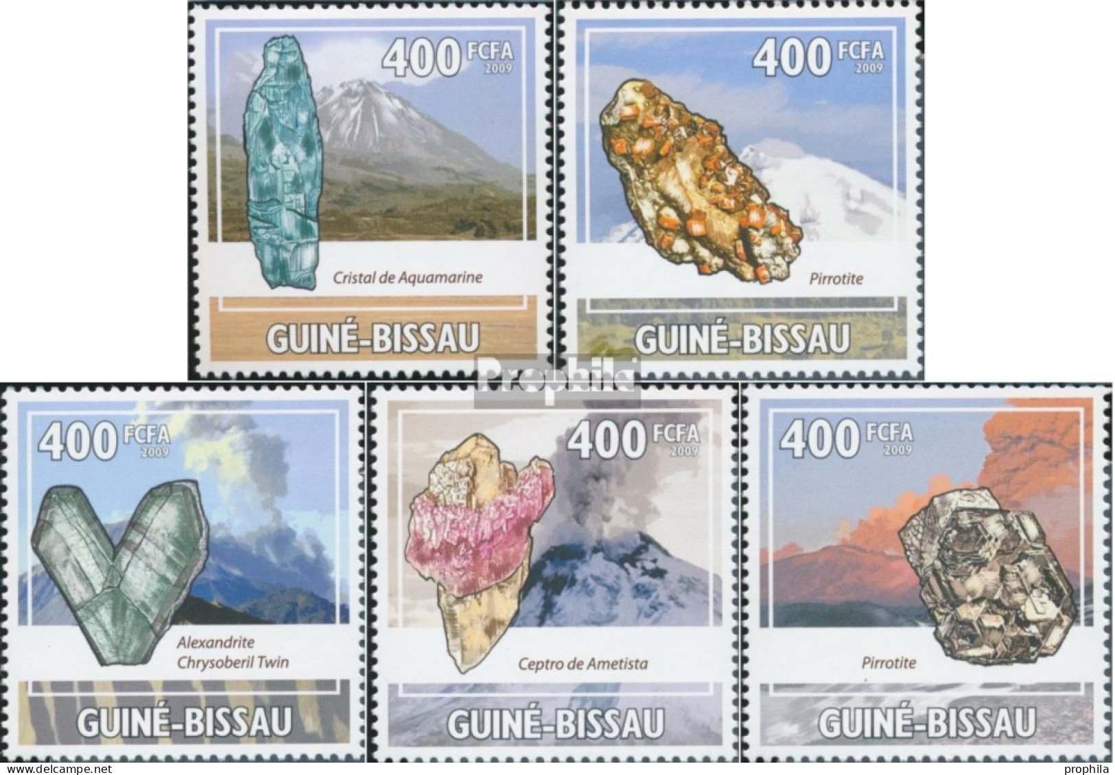 Guinea-Bissau 4432-4436 (kompl. Ausgabe) Postfrisch 2009 Mineralien Und Vulkane - Guinée-Bissau