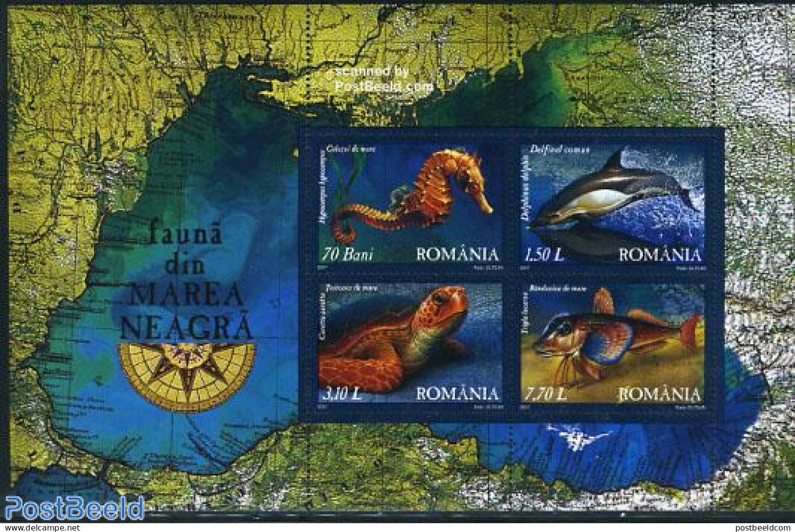 Romania 2007 Black Sea Fauna S/s, Mint NH, Nature - Various - Animals (others & Mixed) - Fish - Reptiles - Sea Mammals.. - Neufs