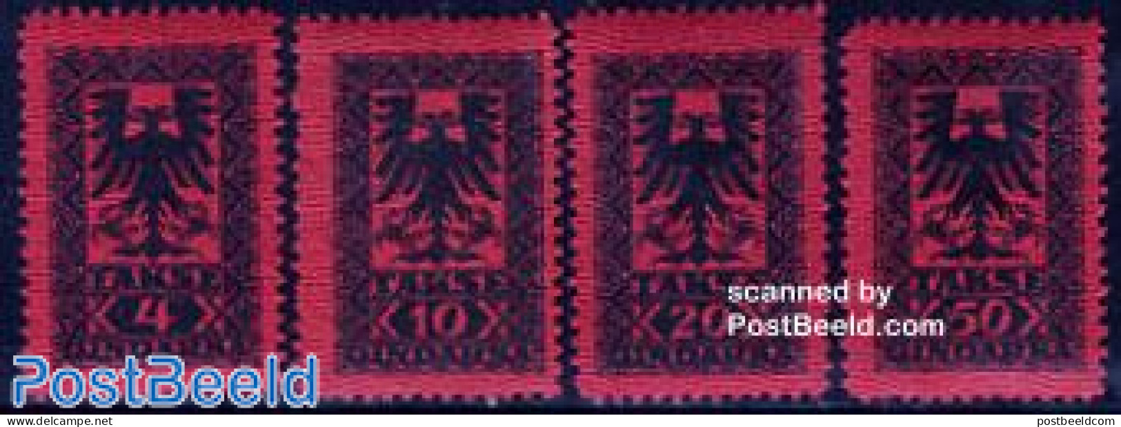 Albania 1922 Postage Due 4v, Unused (hinged), History - Coat Of Arms - Albania