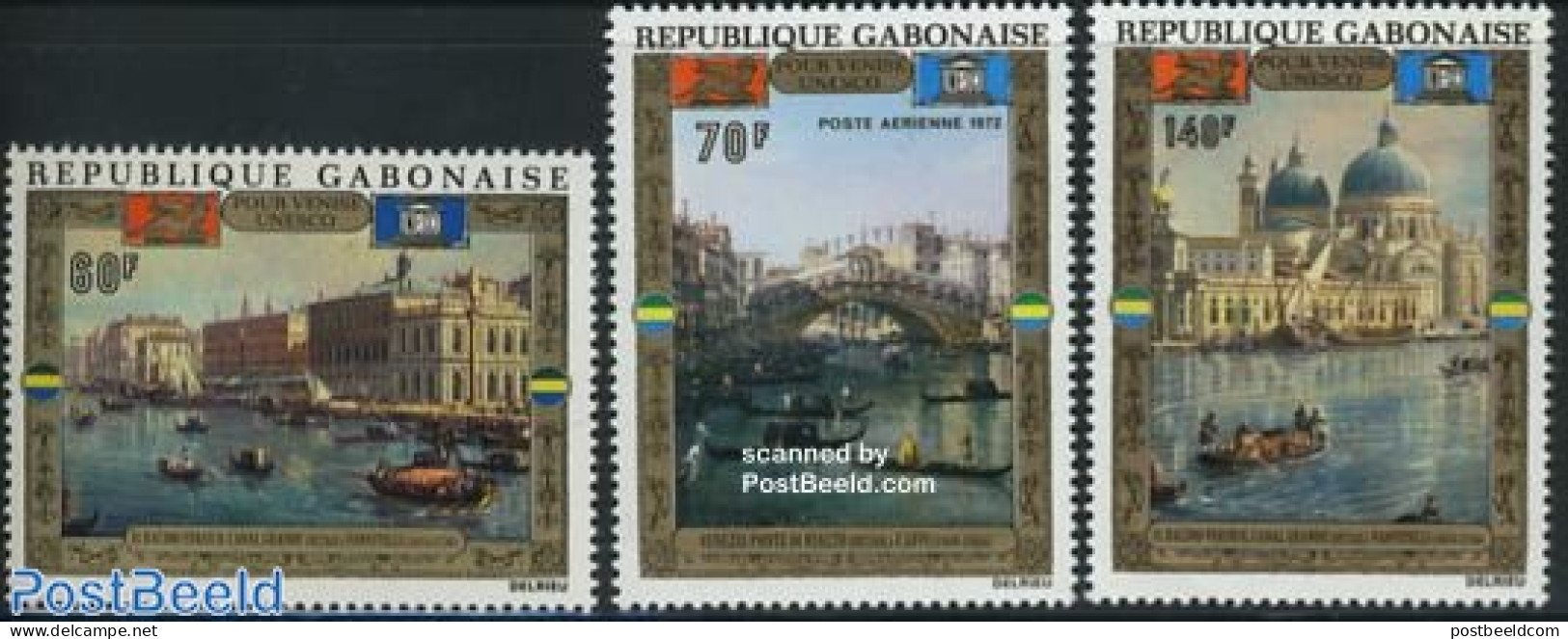 Gabon 1972 Save Venice 3v, Mint NH, History - Transport - Unesco - Ships And Boats - Art - Bridges And Tunnels - Paint.. - Ongebruikt