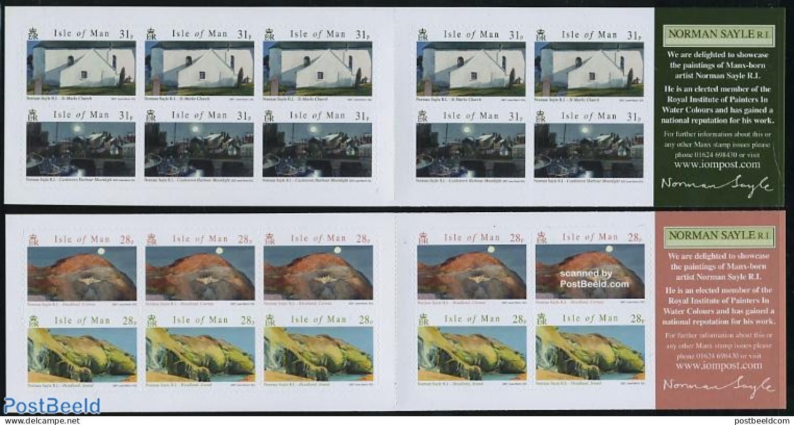 Isle Of Man 2007 Norman Sayle Paintings 2 Booklets S-a, Mint NH, Transport - Stamp Booklets - Ships And Boats - Art - .. - Unclassified