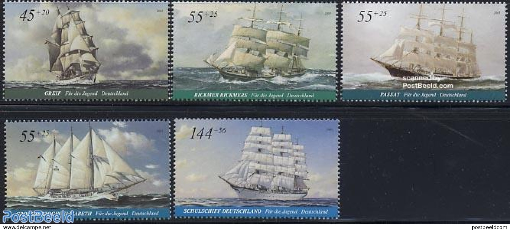 Germany, Federal Republic 2005 Youth, Sailing Ships 5v, Mint NH, Transport - Ships And Boats - Ungebraucht