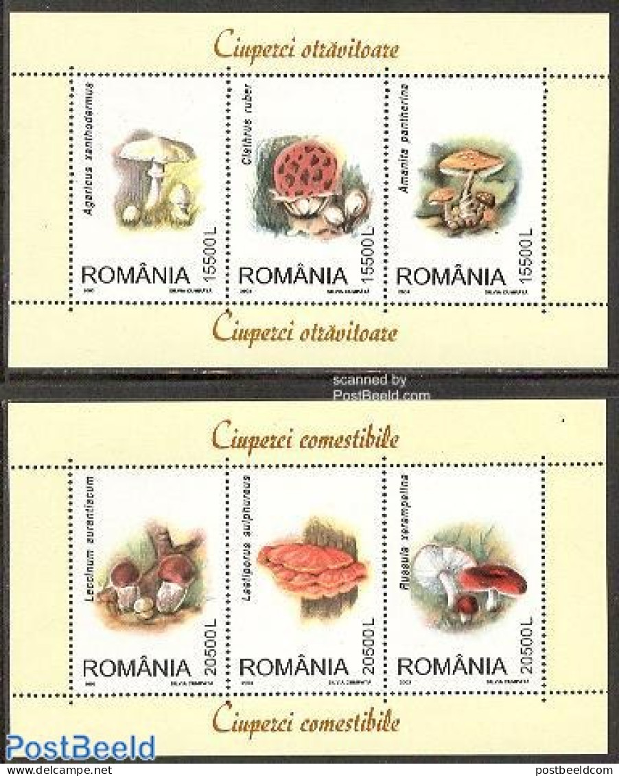 Romania 2003 Mushrooms 2 S/s, Mint NH, Nature - Mushrooms - Ongebruikt