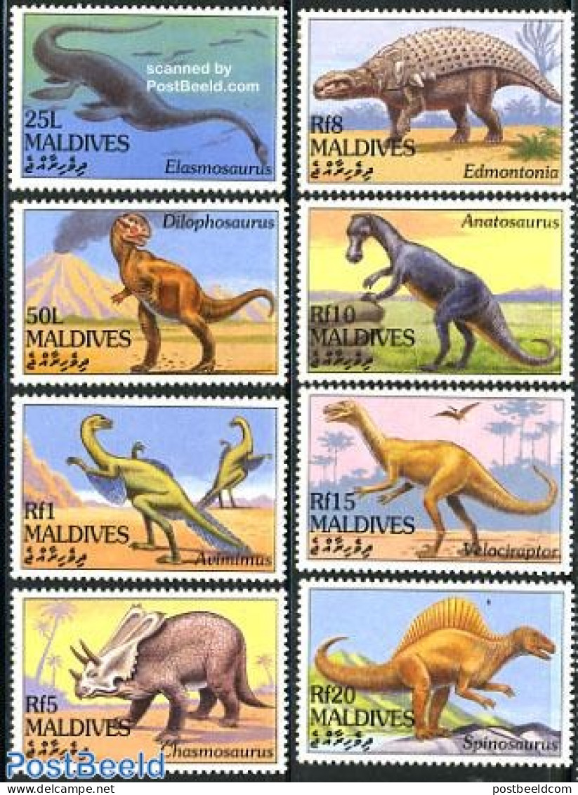 Maldives 1994 Prehistoric Animals 8v, Mint NH, Nature - Prehistoric Animals - Prehistóricos