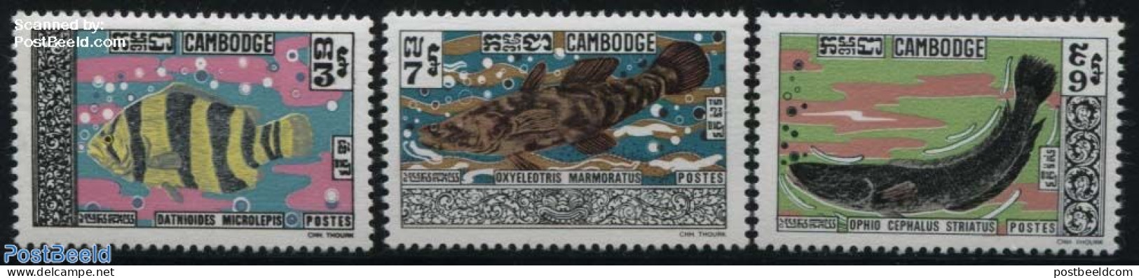 Cambodia 1970 Fish 3v, Mint NH, Nature - Fish - Peces