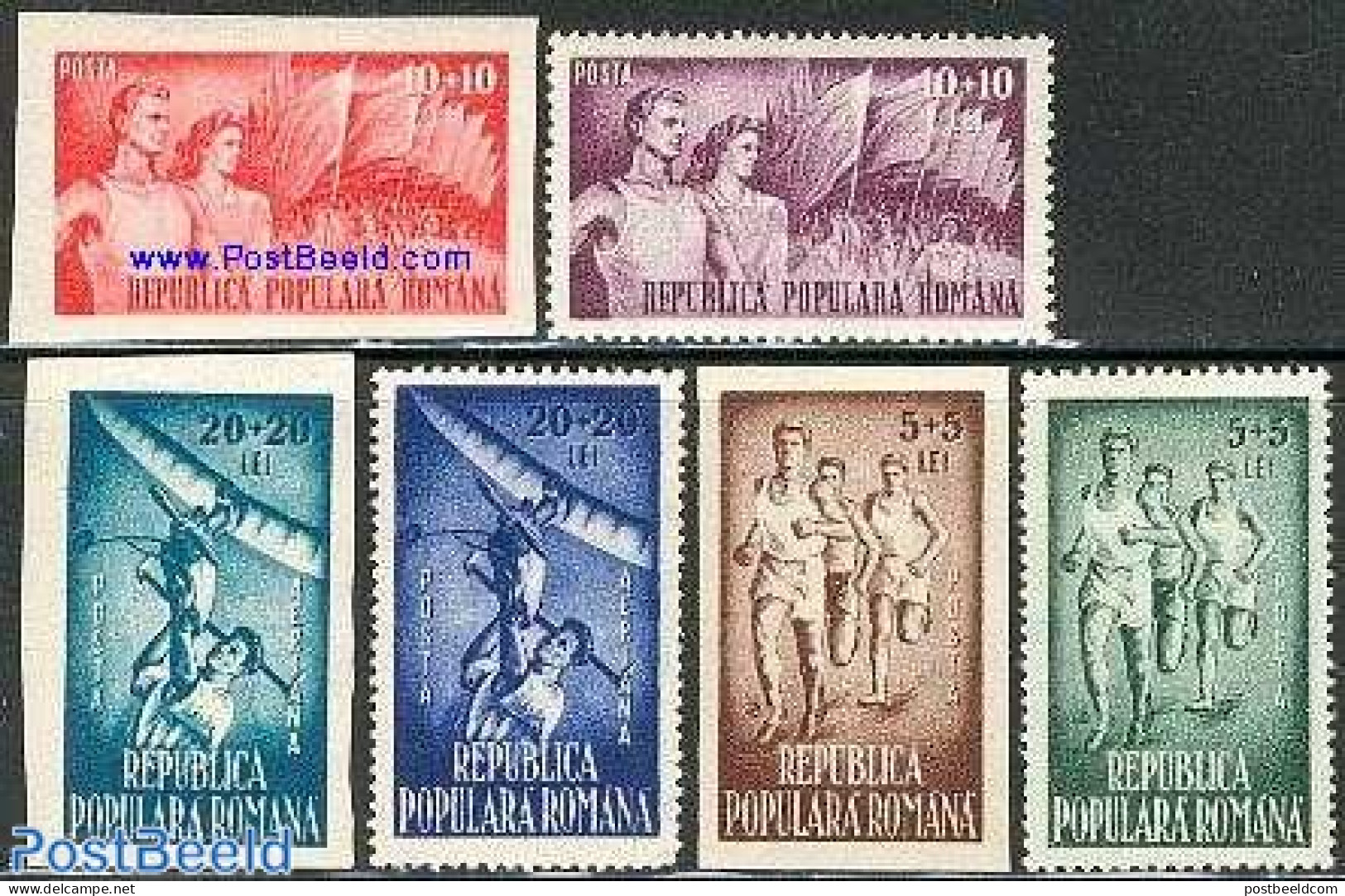 Romania 1948 Sports 6v, Mint NH, Sport - Transport - Athletics - Sport (other And Mixed) - Aircraft & Aviation - Ongebruikt