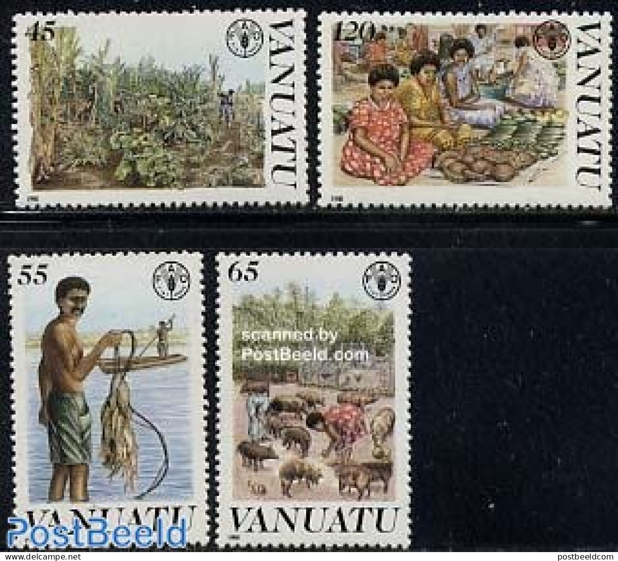 Vanuatu 1988 40 Years F.A.O. 4v, Mint NH, Health - Nature - Transport - Various - Food & Drink - Fish - Fishing - Snak.. - Alimentación