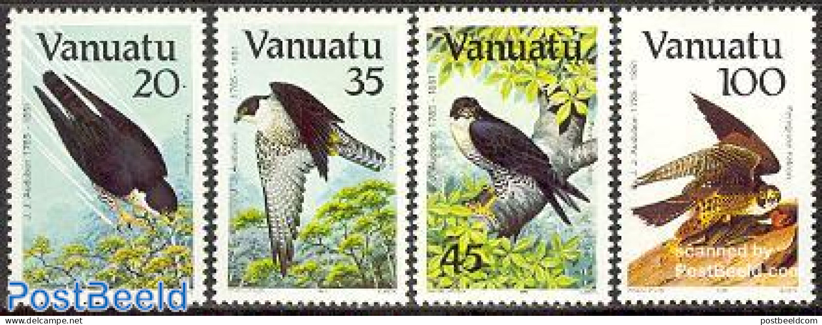 Vanuatu 1985 J.J. Audubon 4v, Mint NH, Nature - Birds - Birds Of Prey - Vanuatu (1980-...)