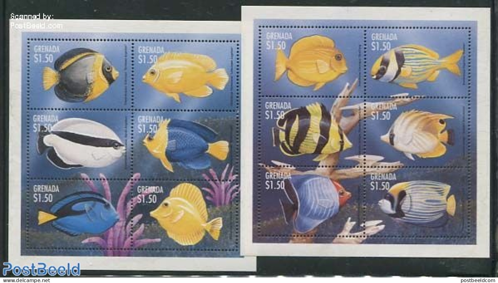 Grenada 1998 Marine Life 12v (2 M/s), Mint NH, Nature - Fish - Poissons