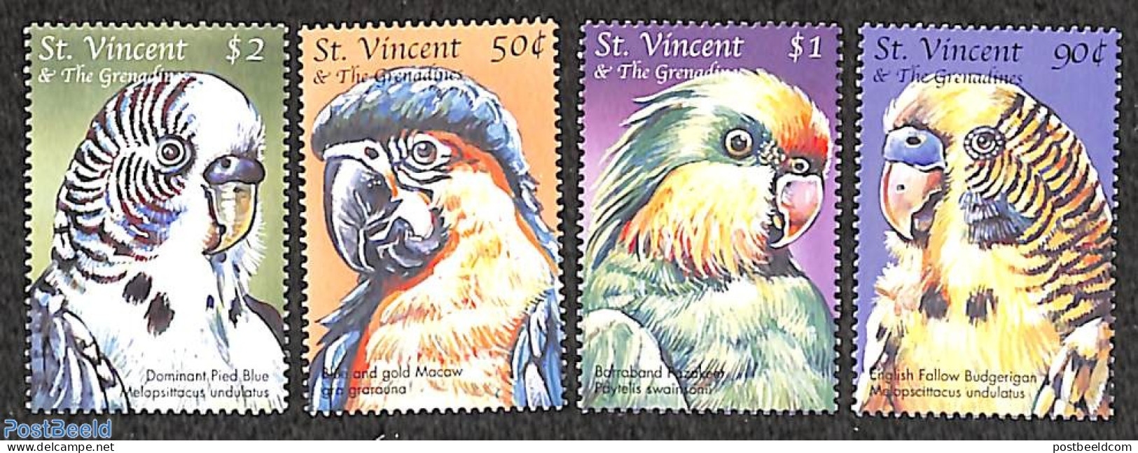 Saint Vincent 2000 Birds 4v, Mint NH, Nature - Birds - Parrots - St.Vincent (1979-...)