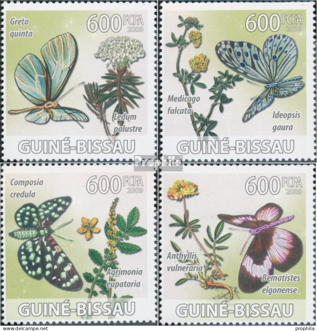 Guinea-Bissau 4127-4130 (kompl. Ausgabe) Postfrisch 2009 Schmetterlinge Und Heilpflanzen - Guinea-Bissau