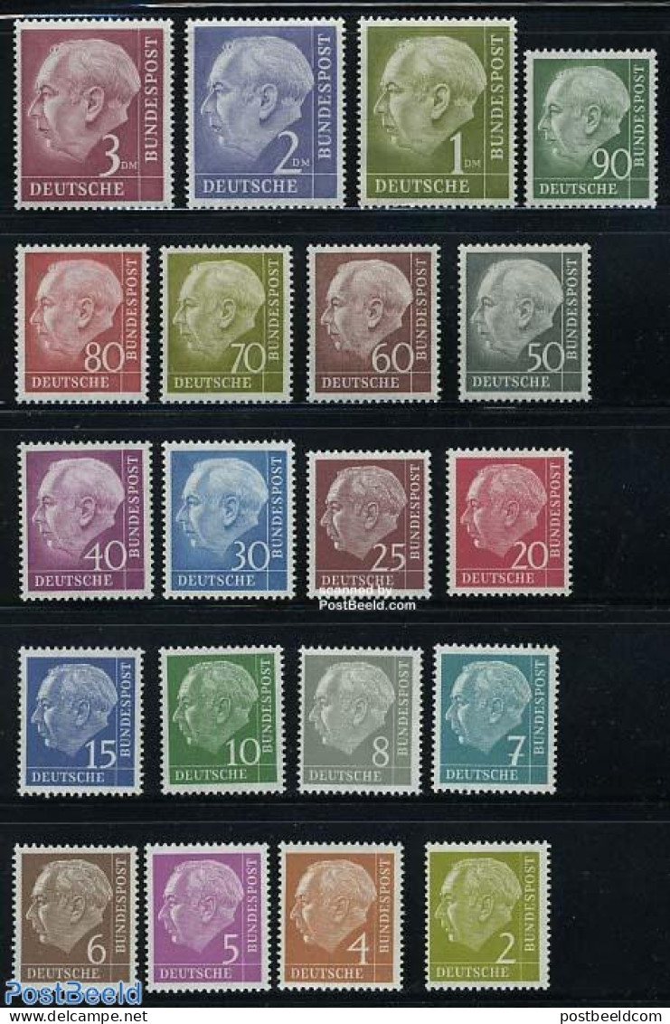 Germany, Federal Republic 1954 Definitives 20v, Unused (hinged) - Unused Stamps