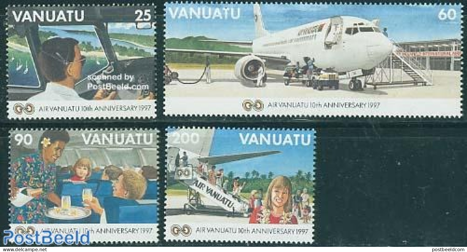 Vanuatu 1997 Air Vanuatu 4v, Mint NH, Transport - Aircraft & Aviation - Airplanes