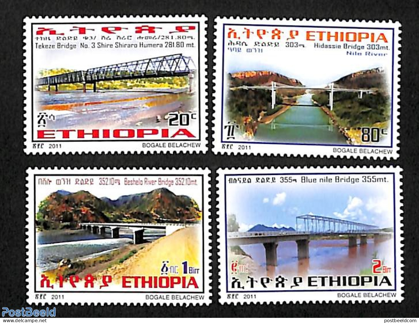 Ethiopia 2011 Bridges 4v, Mint NH, Art - Bridges And Tunnels - Bruggen