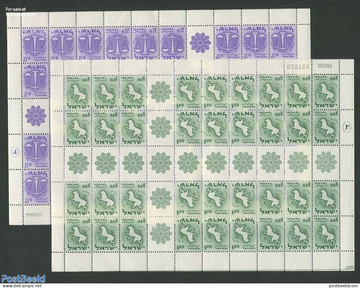 Israel 1965 Zodiac 0.08+0.12 2 M/s, Mint NH, Science - Astronomy - Unused Stamps (with Tabs)