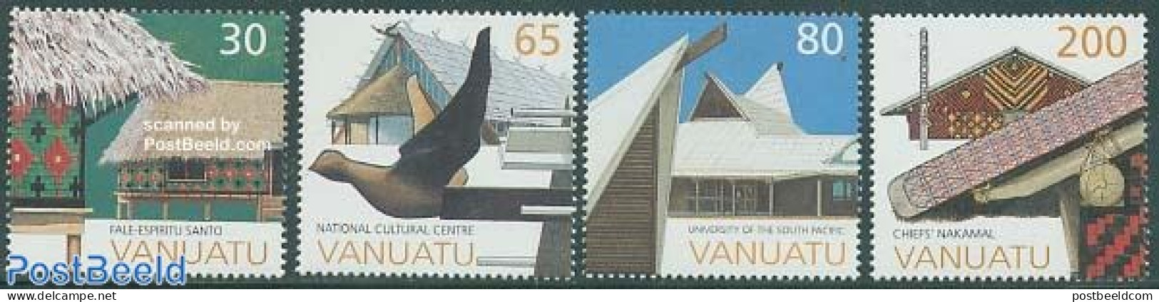 Vanuatu 1998 Architecture 4v, Mint NH, Science - Education - Art - Architects - Modern Architecture - Sculpture - Escultura