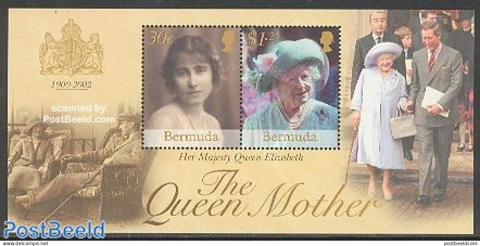 Bermuda 2002 Queen Mother S/s, Mint NH, History - Kings & Queens (Royalty) - Koniklijke Families