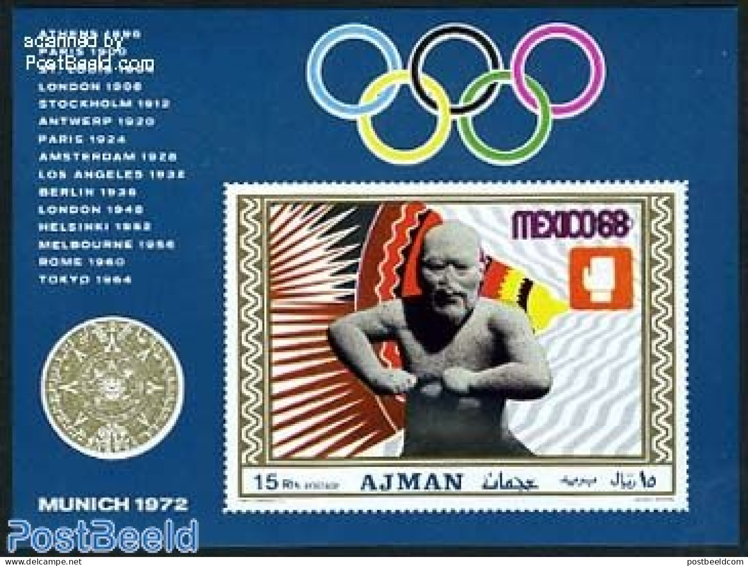 Ajman 1969 Olympic Games S/s, Imperforated, Mint NH, Sport - Boxing - Olympic Games - Boxen