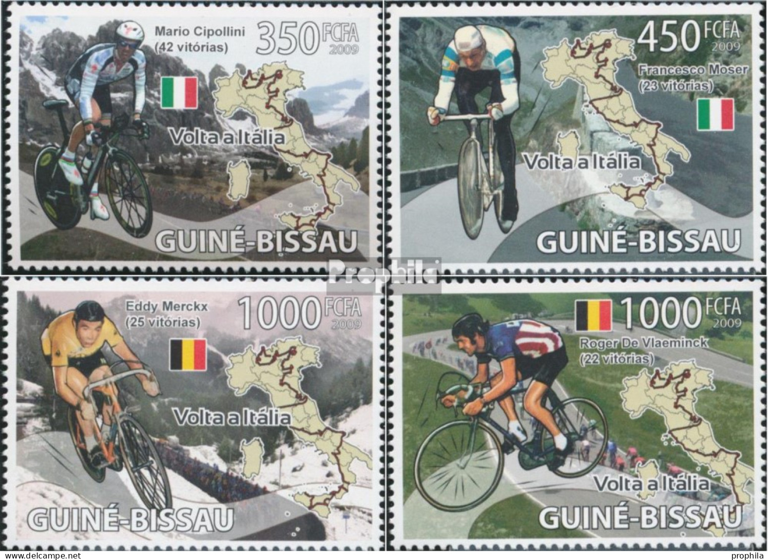 Guinea-Bissau 4086-4089 (kompl. Ausgabe) Postfrisch 2009 Radfahren In Italien - Guinée-Bissau