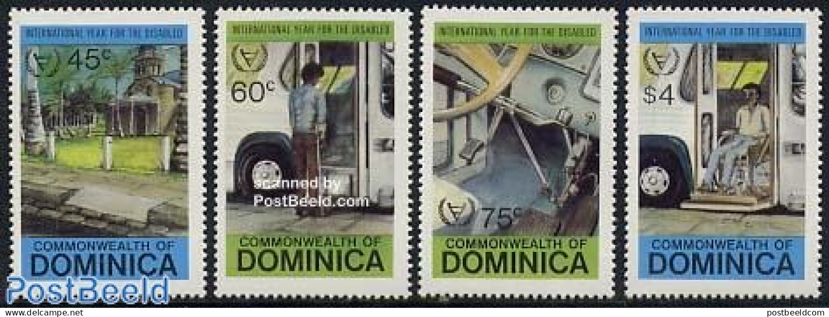 Dominica 1981 Int. Year Disabled People 4v, Mint NH, Health - Religion - Transport - Automobiles - Auto's