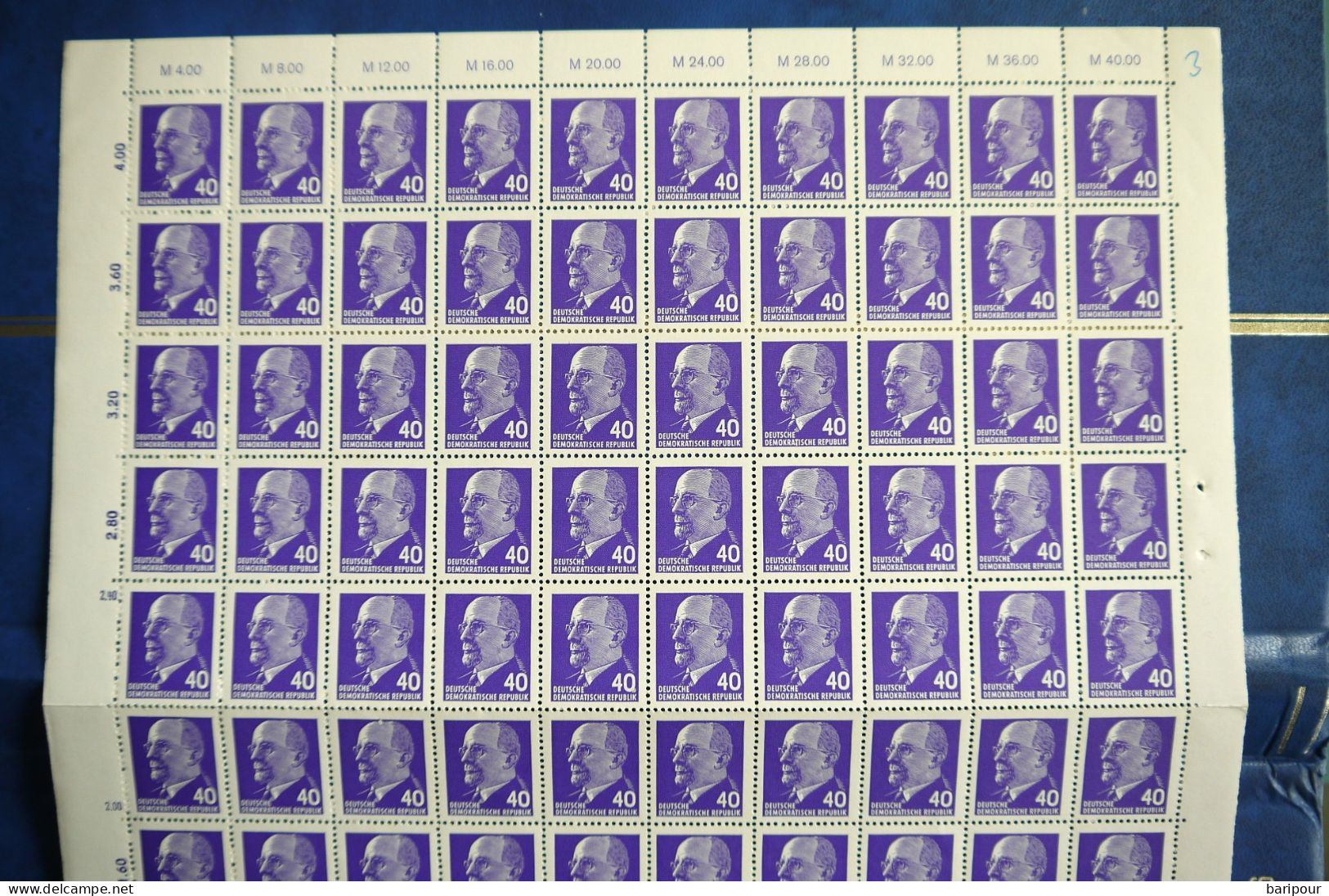 DDR Ulbricht MiNr. 936 Spezial WZ X / Gummi Y Seltene Variante 100er Bogen - Unused Stamps