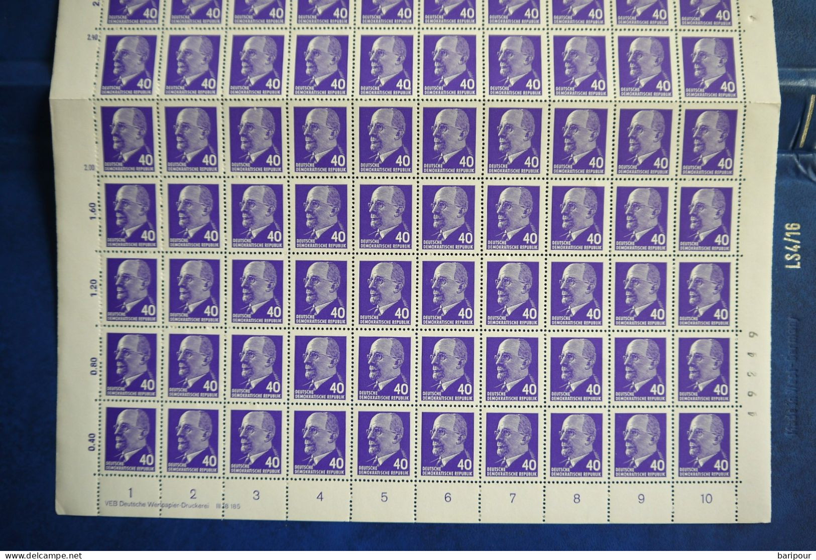 DDR Ulbricht MiNr. 936 Spezial WZ X / Gummi Y Seltene Variante 100er Bogen - Unused Stamps