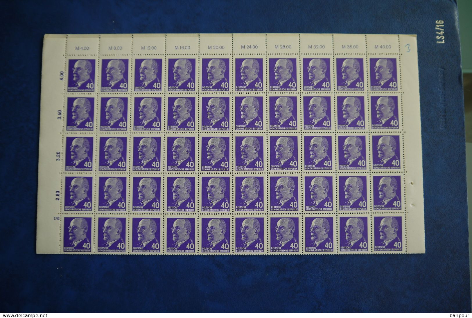 DDR Ulbricht MiNr. 936 Spezial WZ X / Gummi Y Seltene Variante 100er Bogen - Unused Stamps