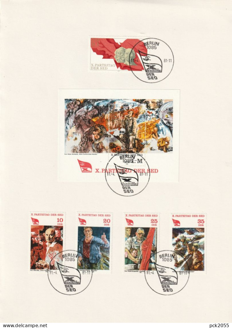 DDR 1981 MiNr.2582, 2595 - 2598, Block 63 Parteitag Der SED Sonderstempel 11.4.1981 ( Dg 311 ) - Covers & Documents