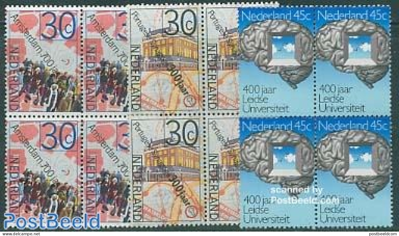 Netherlands 1975 Amsterdam 3v, Blocks Of 4 [+], Mint NH, Religion - Various - Judaica - Maps - Unused Stamps