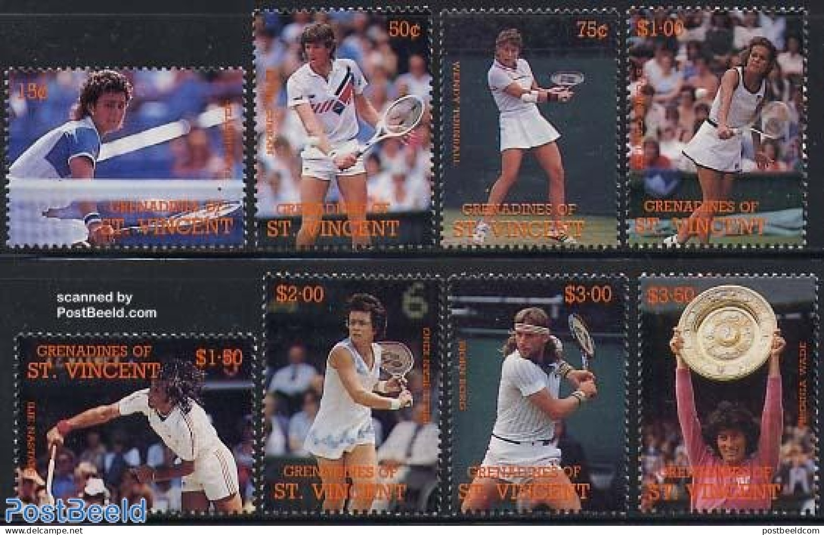 Saint Vincent & The Grenadines 1988 Tennis Players 8v, Mint NH, Sport - Sport (other And Mixed) - Tennis - Tenis