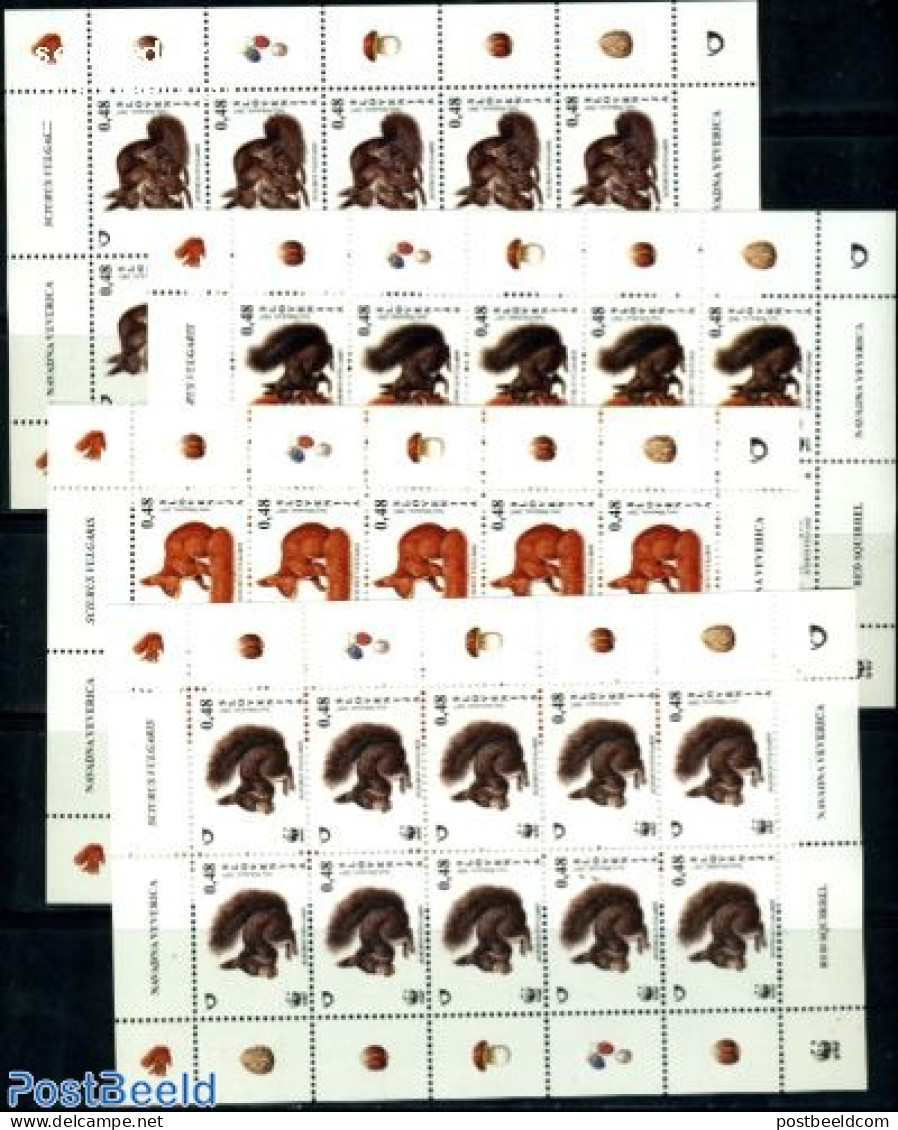 Slovenia 2007 WWF, Squirrel 4 M/ss (=10 Sets), Mint NH, Nature - Animals (others & Mixed) - Mushrooms - World Wildlife.. - Pilze