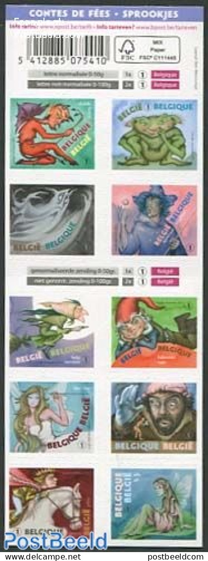 Belgium 2013 Fairy Tales 10v S-a In Booklet, Mint NH, Nature - Horses - Stamp Booklets - Art - Fairytales - Unused Stamps