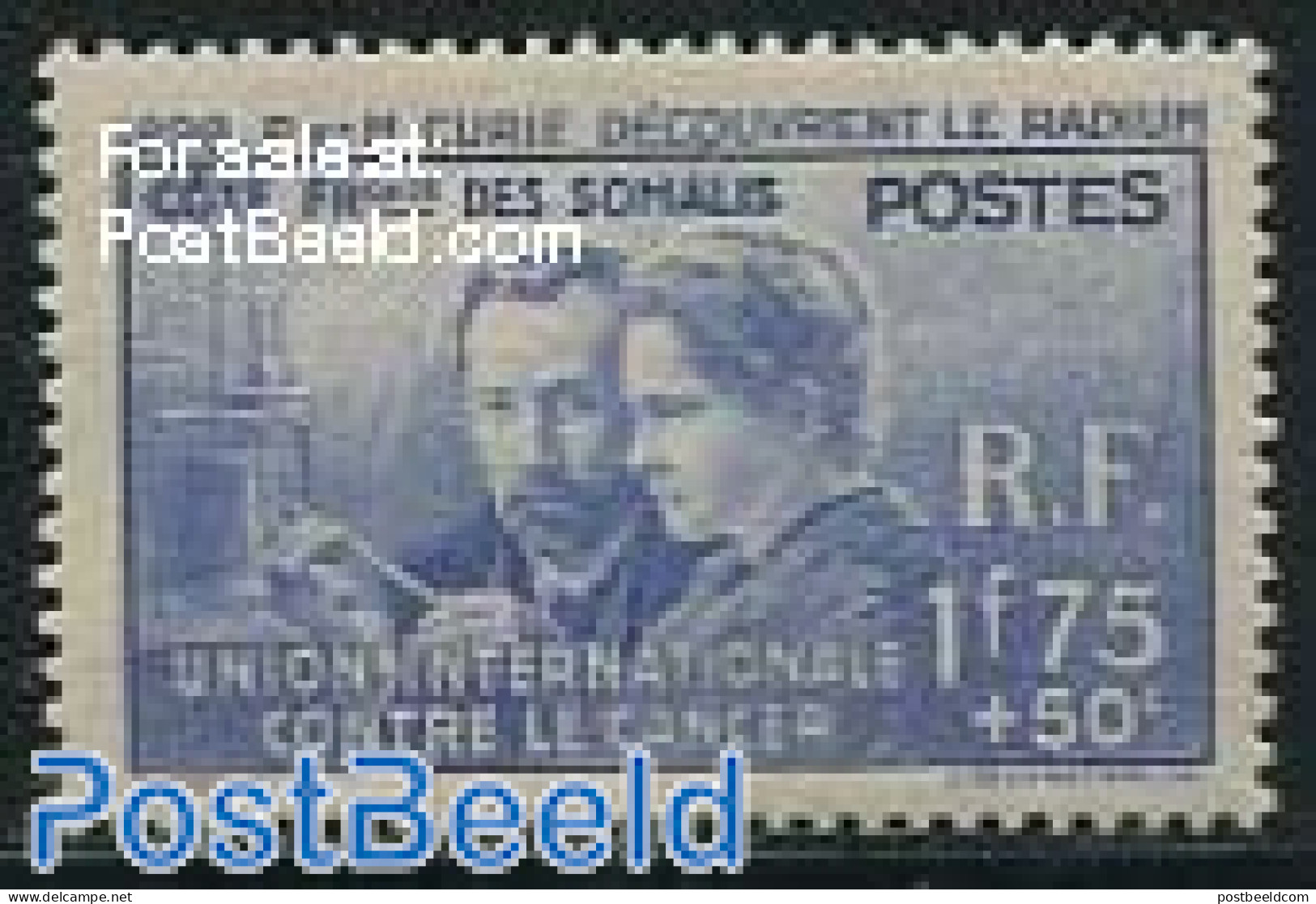 French Somalia 1938 Pierre & Marie Curie 1v, Unused (hinged), History - Science - Nobel Prize Winners - Atom Use & Mod.. - Prix Nobel