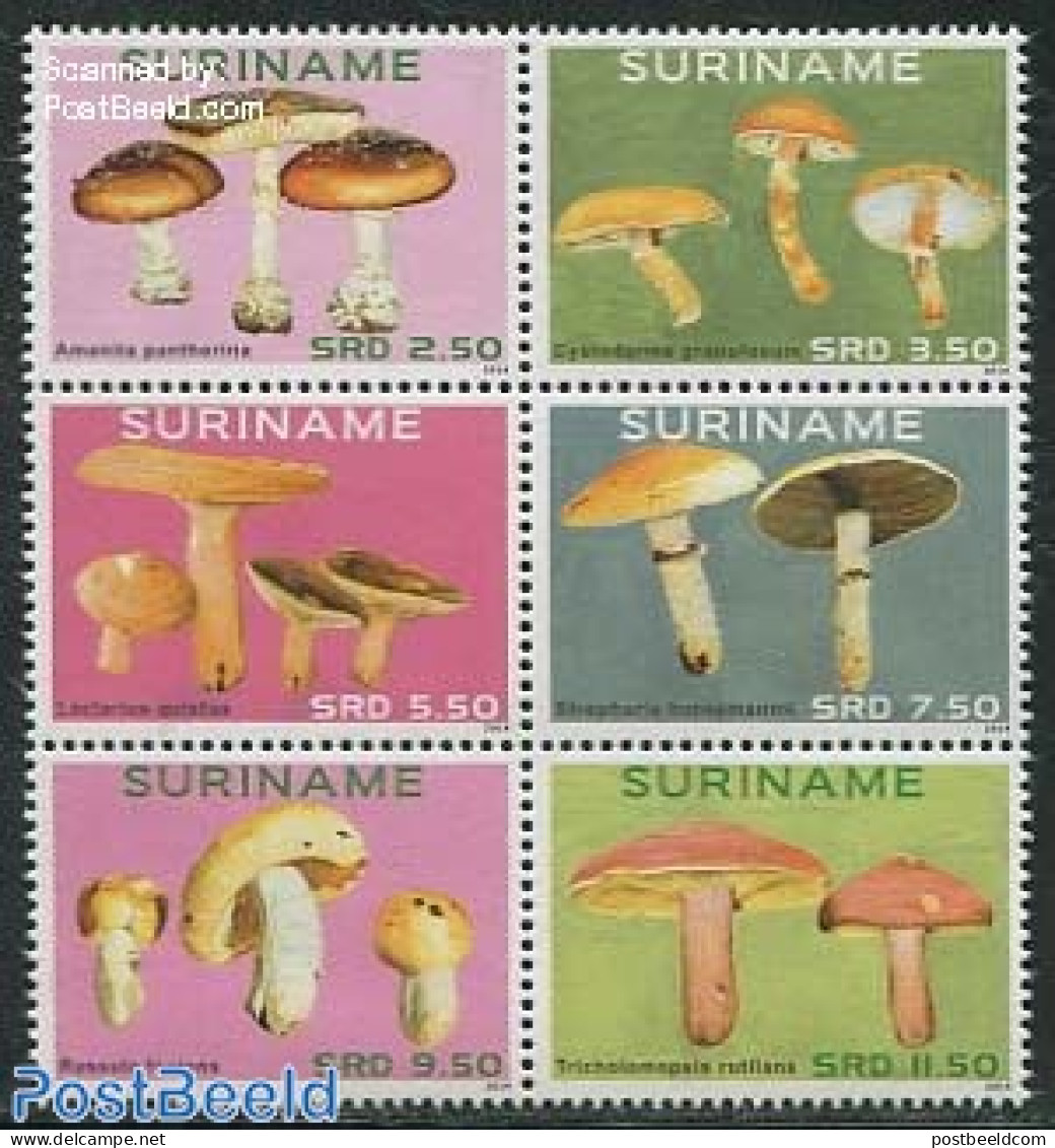 Suriname, Republic 2014 Mushrooms 6v [++], Mint NH, Nature - Mushrooms - Champignons
