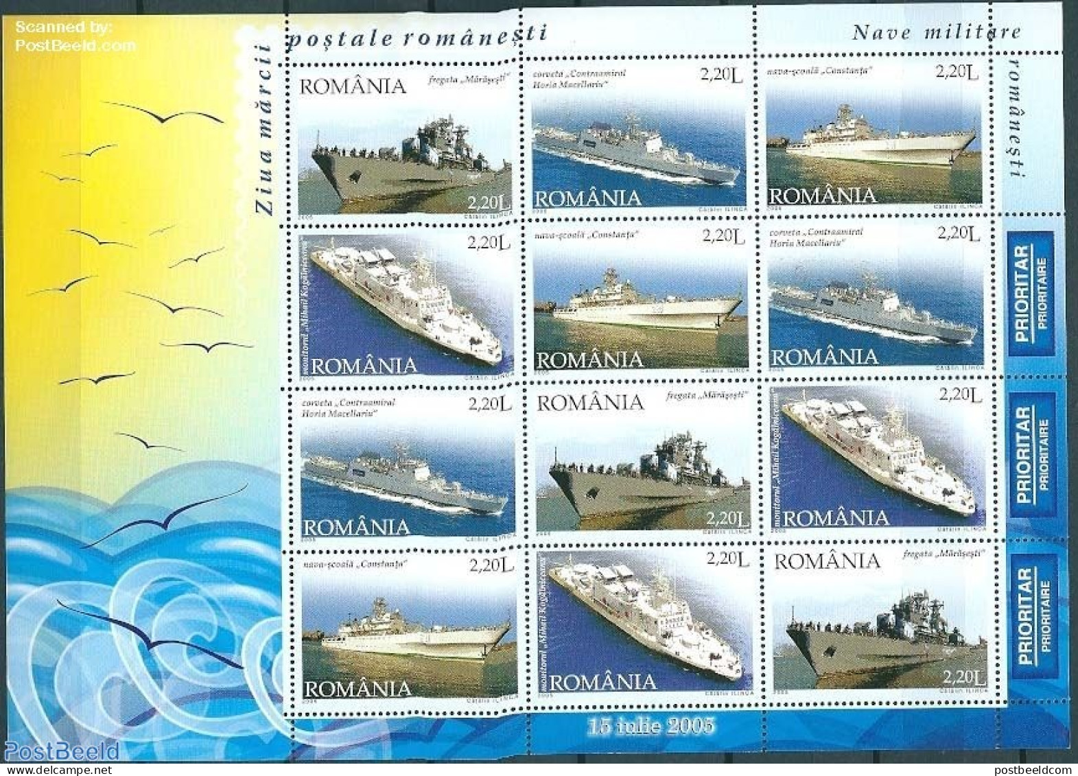 Romania 2005 Military Ships M/s, Mint NH, Transport - Ships And Boats - Ungebraucht