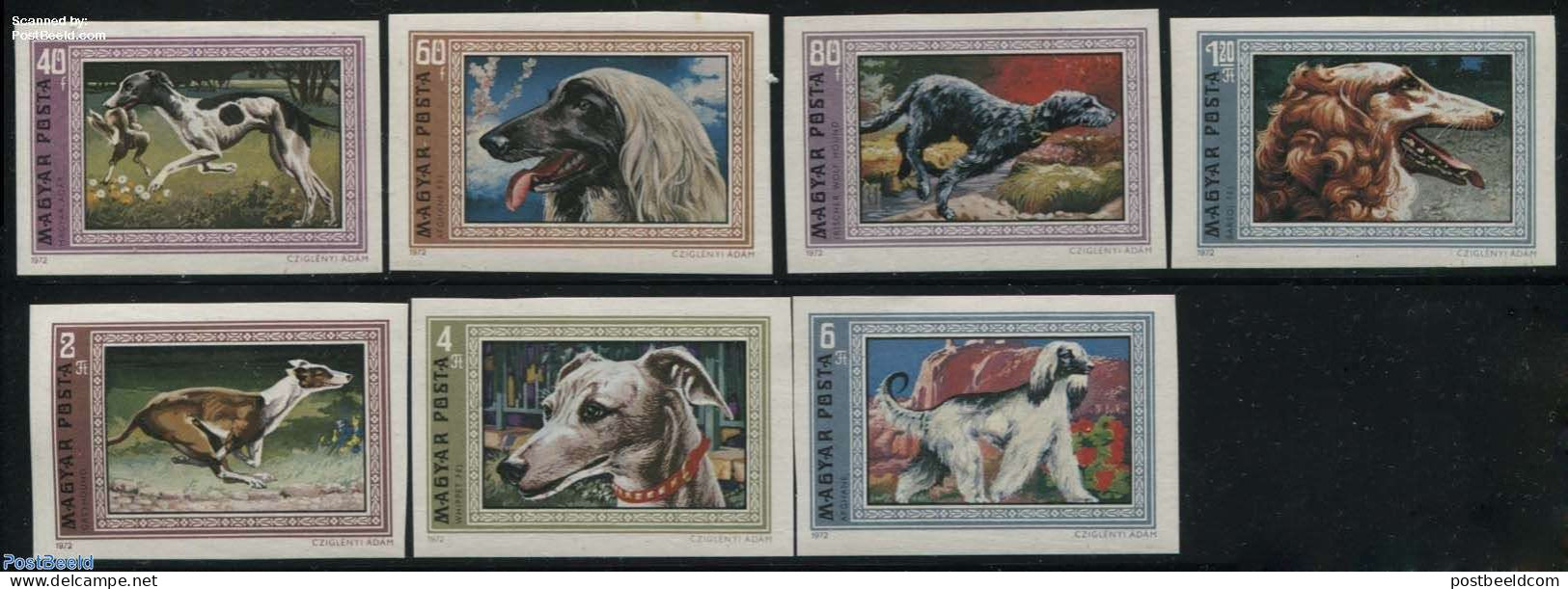 Hungary 1972 Dogs 7v Imperforated, Unused (hinged), Nature - Dogs - Neufs