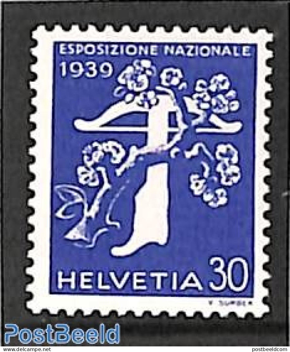 Switzerland 1939 30c, Italian, Stamp Out Of Set, Mint NH - Neufs